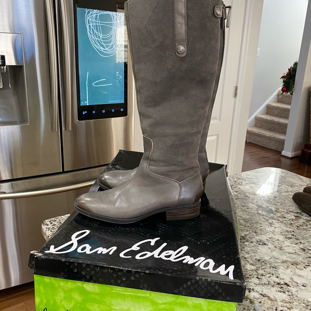 Riding boot  gray sharkskin/leather size 9